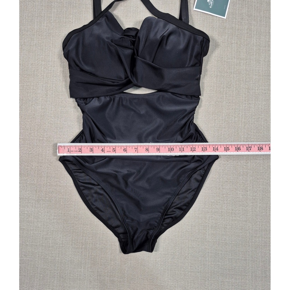 Eomenie Womens One Piece Swimsuit Black Cutout Tummy Control Monokini Size S NEW - Picture 5 of 11